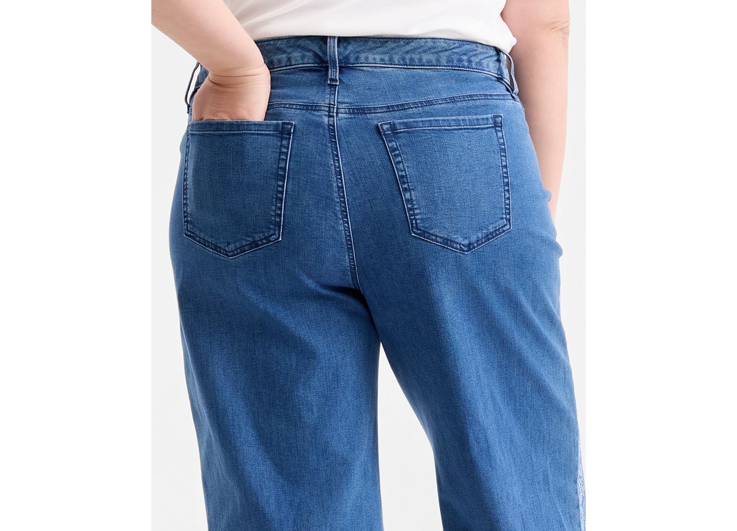 Plus Size Printed High-Rise Five-Pocket Wide-Leg Jeans