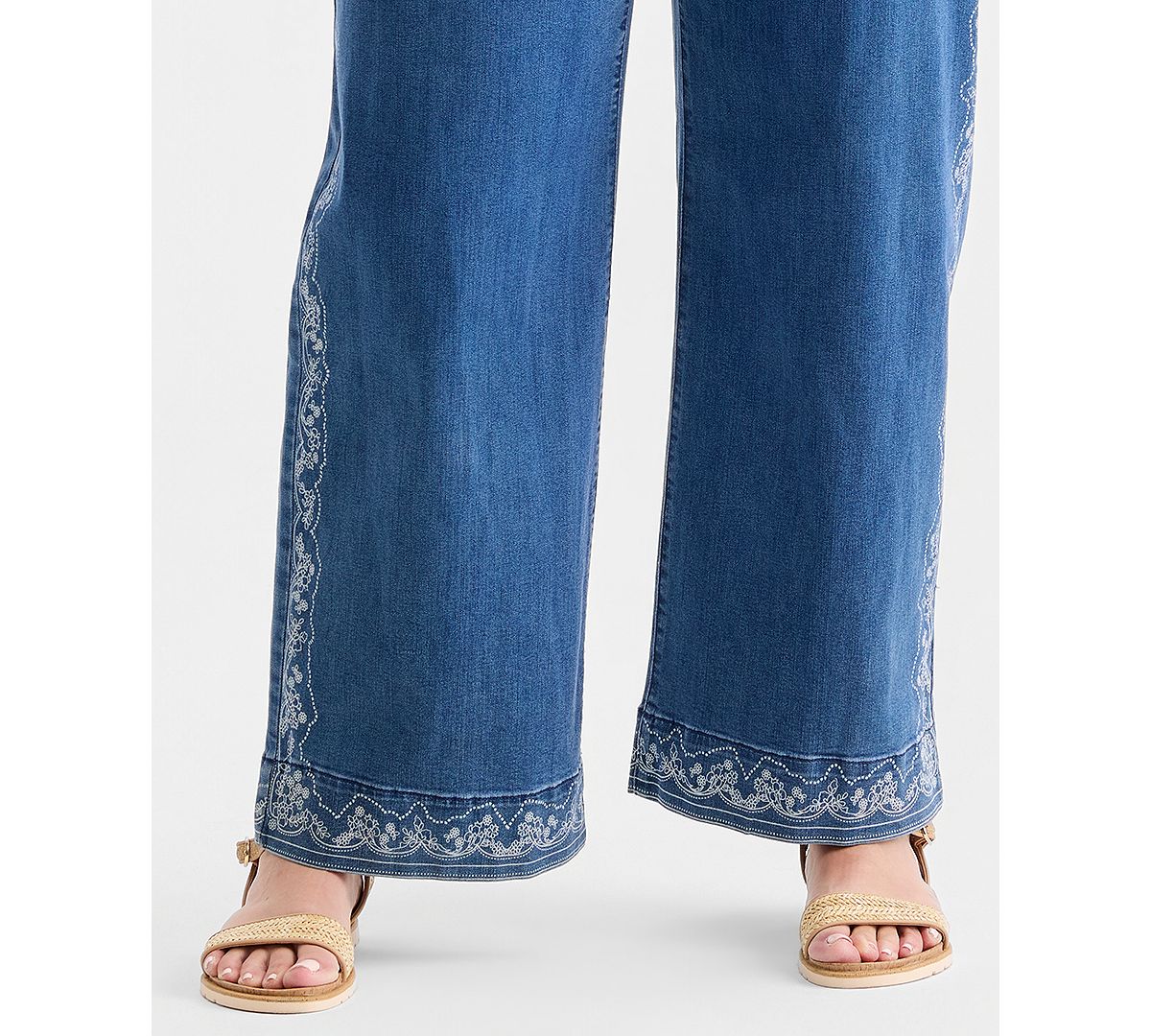 Style & Co Plus Size Printed High-Rise Five-Pocket Wide-Leg Jeans, Macy's Exclusive view 7 — MAYCSS fashion products