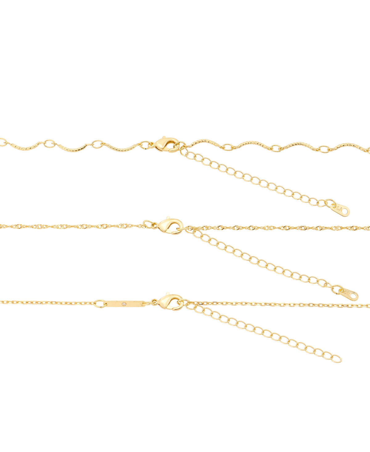 Unwritten Crystal and Dyed Quartz Gold-Tone Plated Blue Rondelle Bead Trio Necklace Set