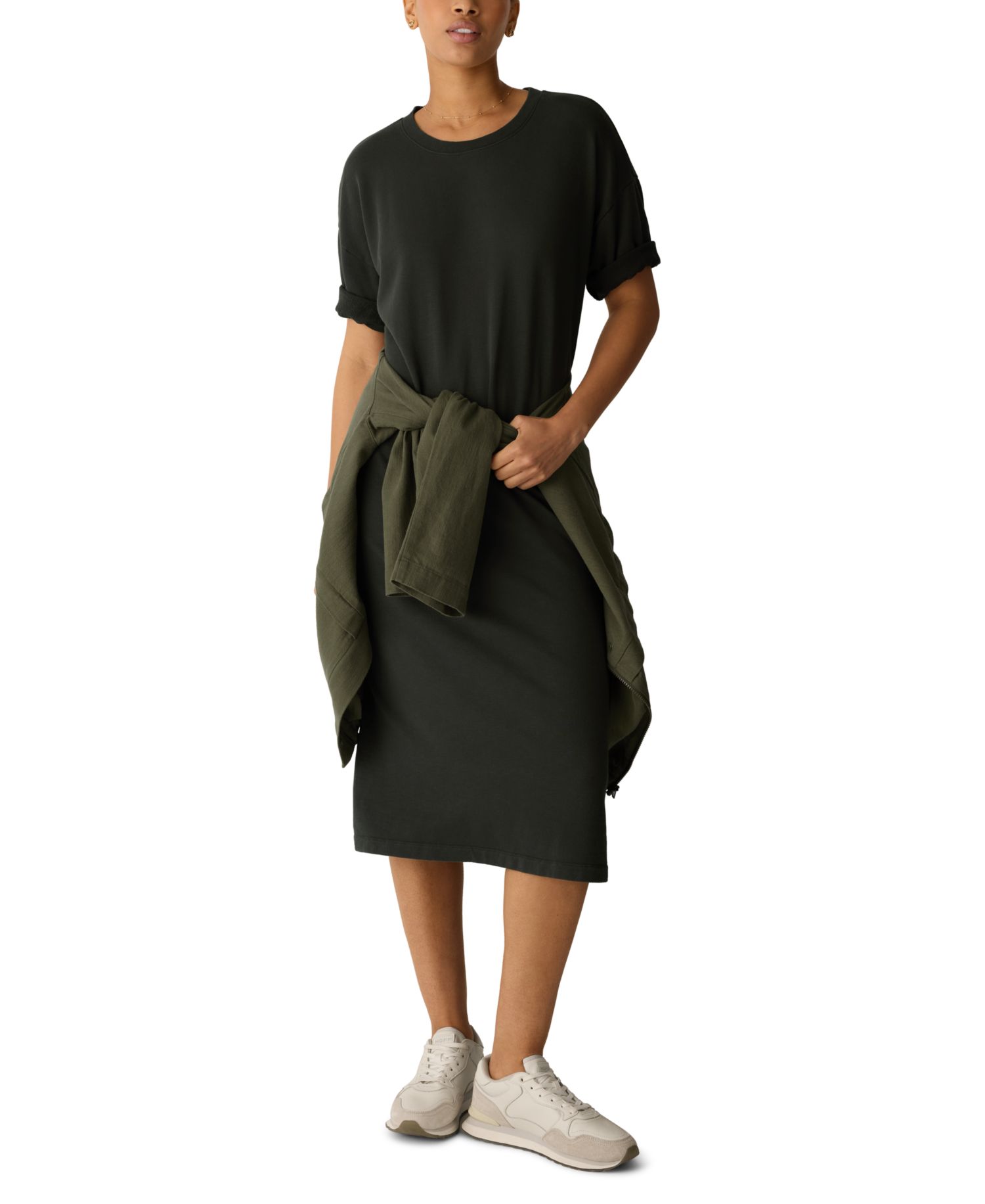 Women's Side Slit Crewneck Dress
