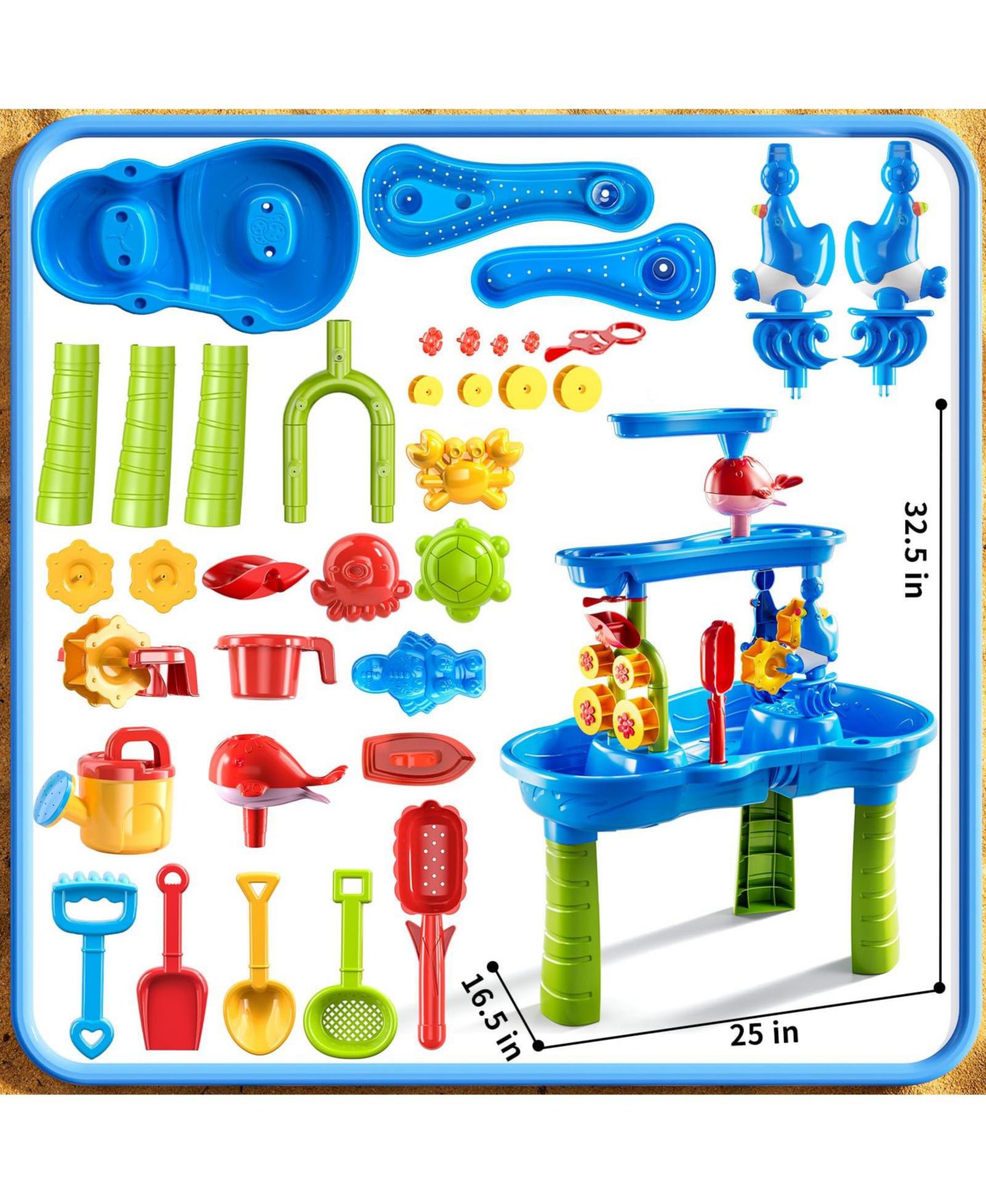 Детская игрушка GNUADZ 3-Tier Waterfall Sand Water Table, Ages 3-8, цвет: Песочный — фото 2