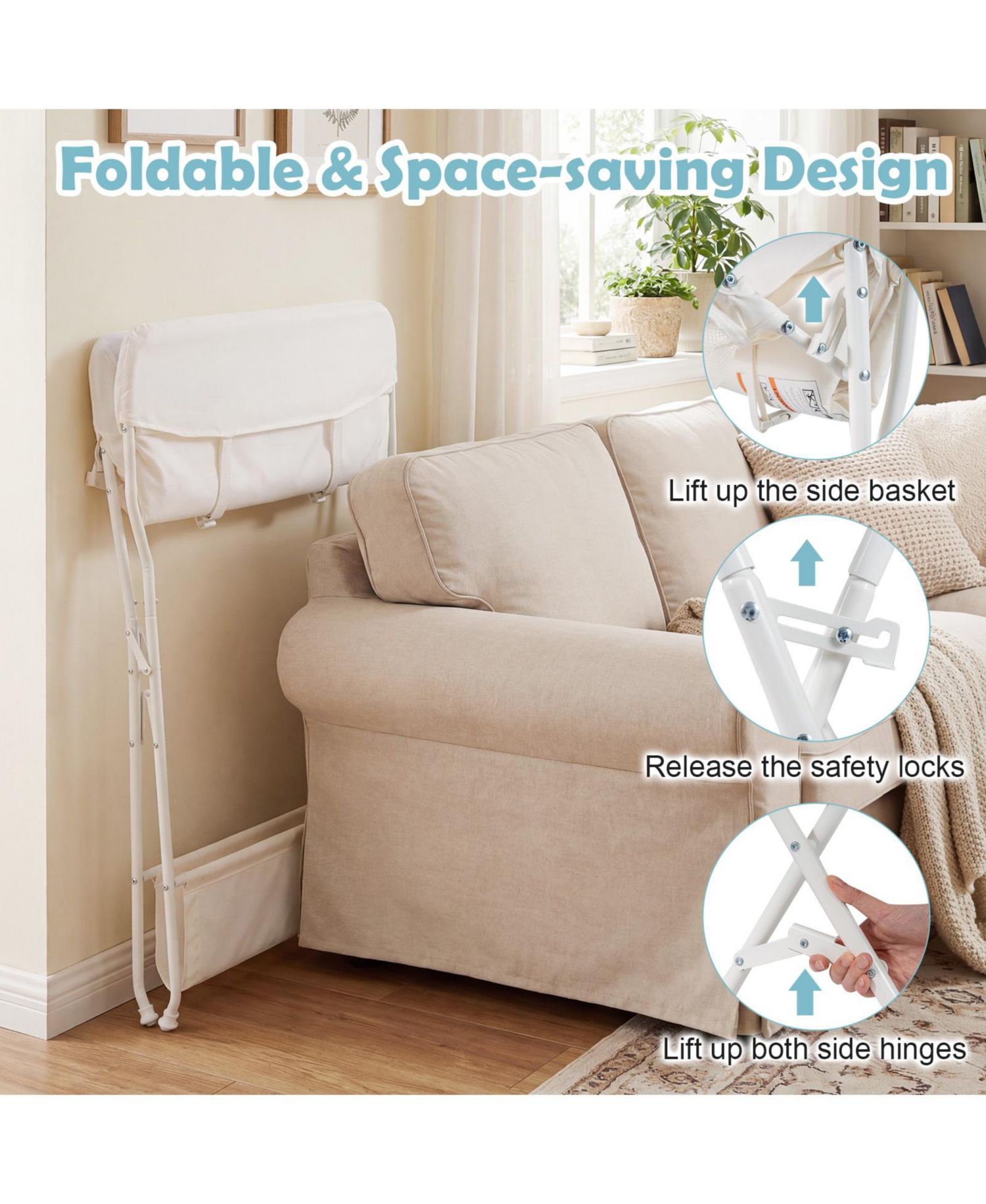 Infant Baby Changing Table Folding Diaper Station Organizer with Storage