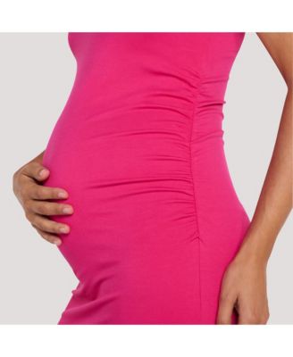 motherhood pink dress Motherhood Maternity - Off The Shoulder Maternity Maxi Dress in Pink