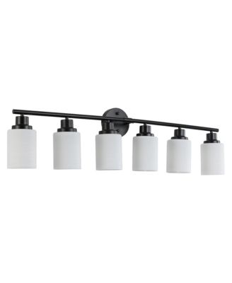39 Inch Iron Frame Modern 6 Light Vanity Light Frosted Glass Wall Sconce for Bathroom Bedroom Dressing Room No Bulbs