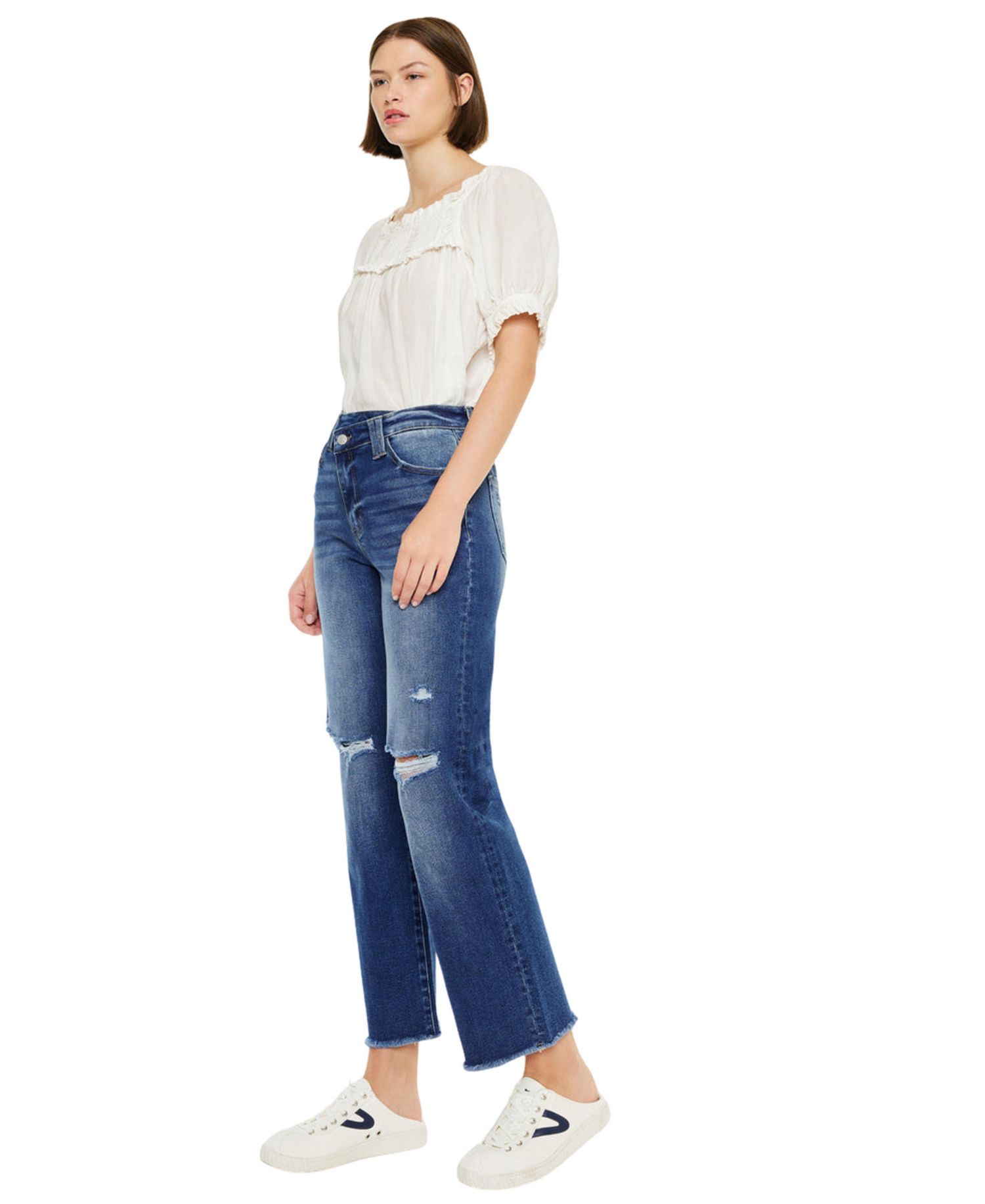 Women's Mollie High Rise Criss Cross Straight Jeans