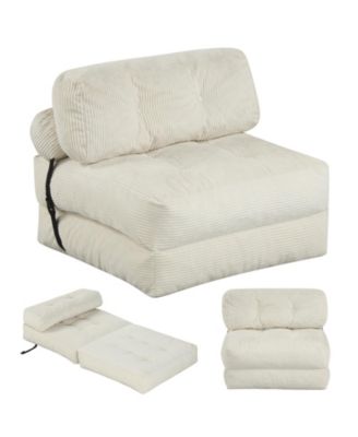 Folding Sofa Bed, Convertible Sleeper Chair with Pillow Back Support Corduroy Cover