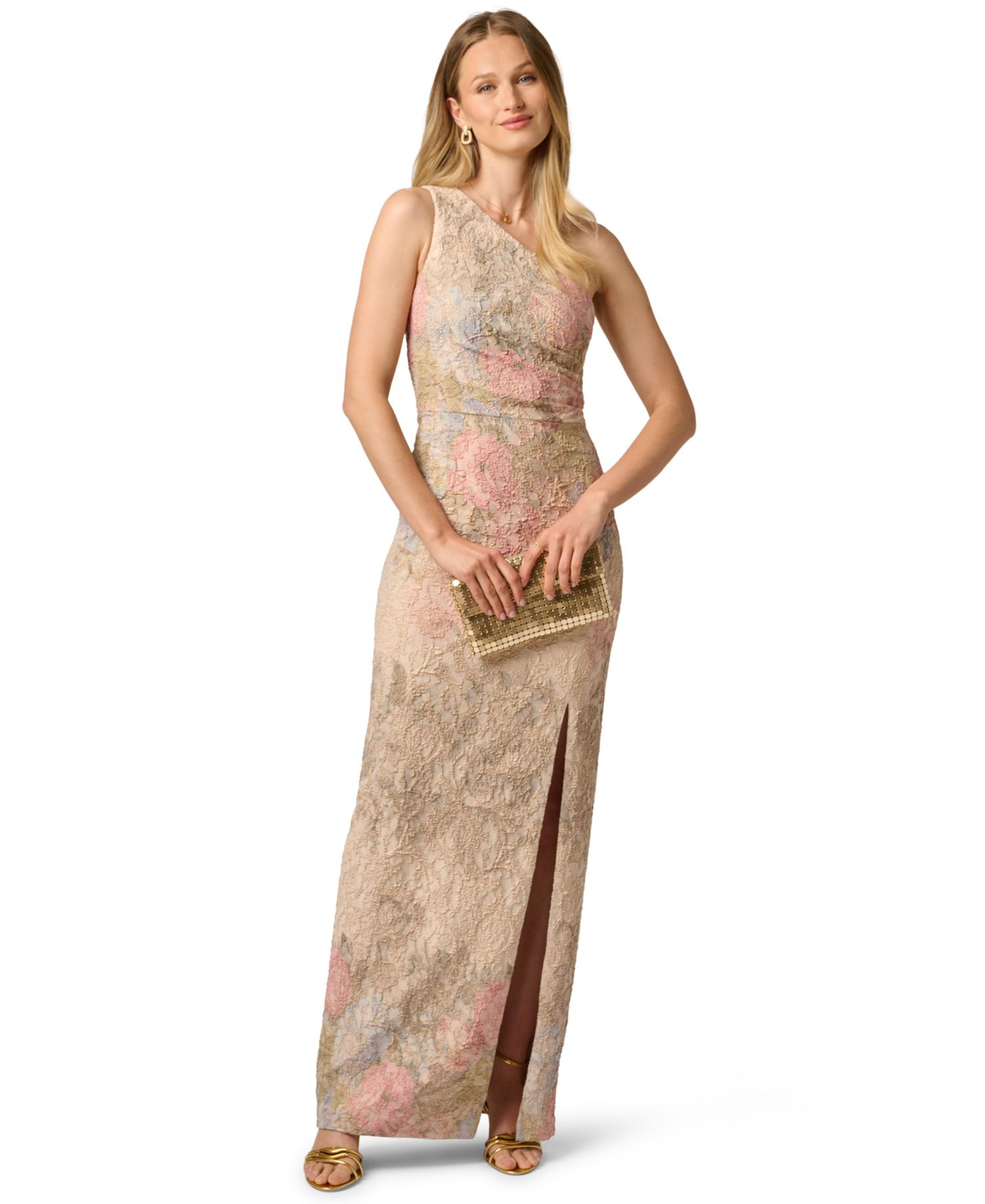 Women's One-Shoulder Floral Printed Gown