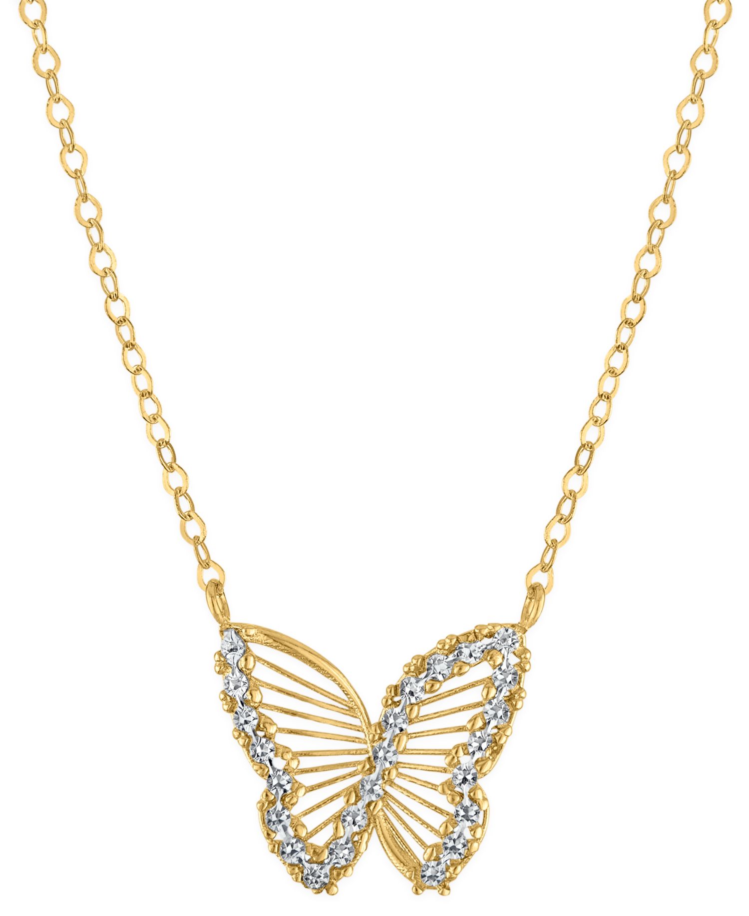 Butterfly Necklace in 10k Two-Tone Gold