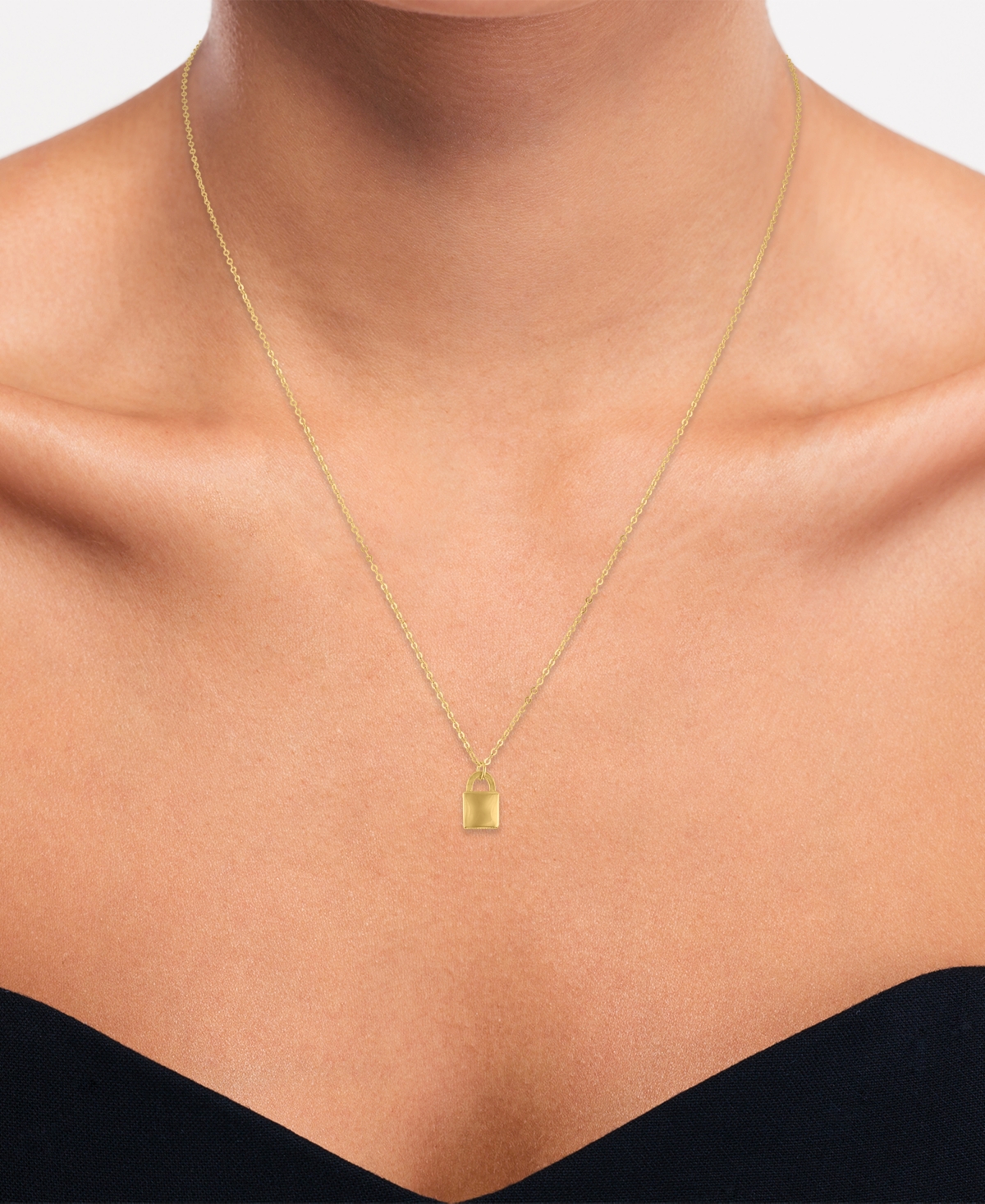 Macy's Small Padlock Pendant Necklace in 10k Yellow Gold