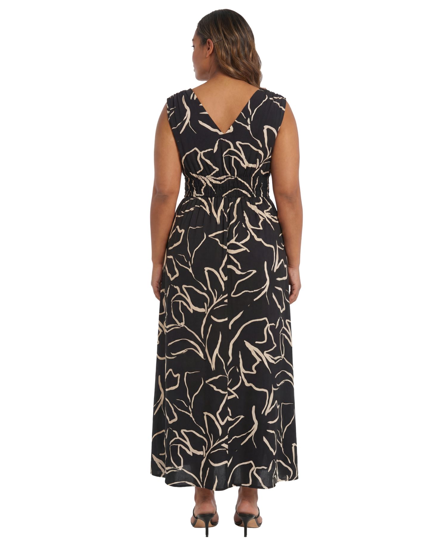 Plus Size Smocked Waist Printed Dress