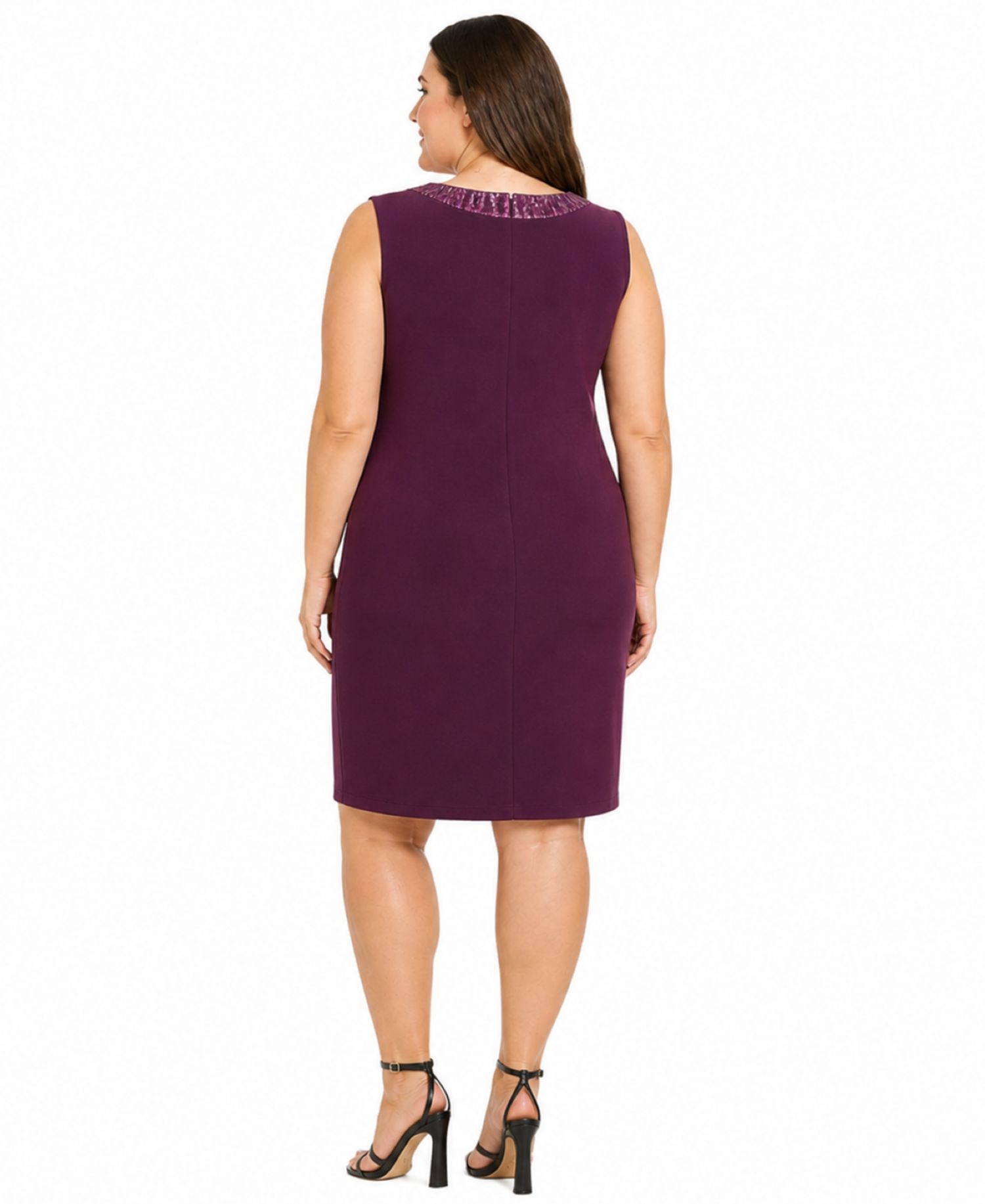 Plus Size Waterfall Scoop Neck Dress & Jacket, 2-Piece Set
