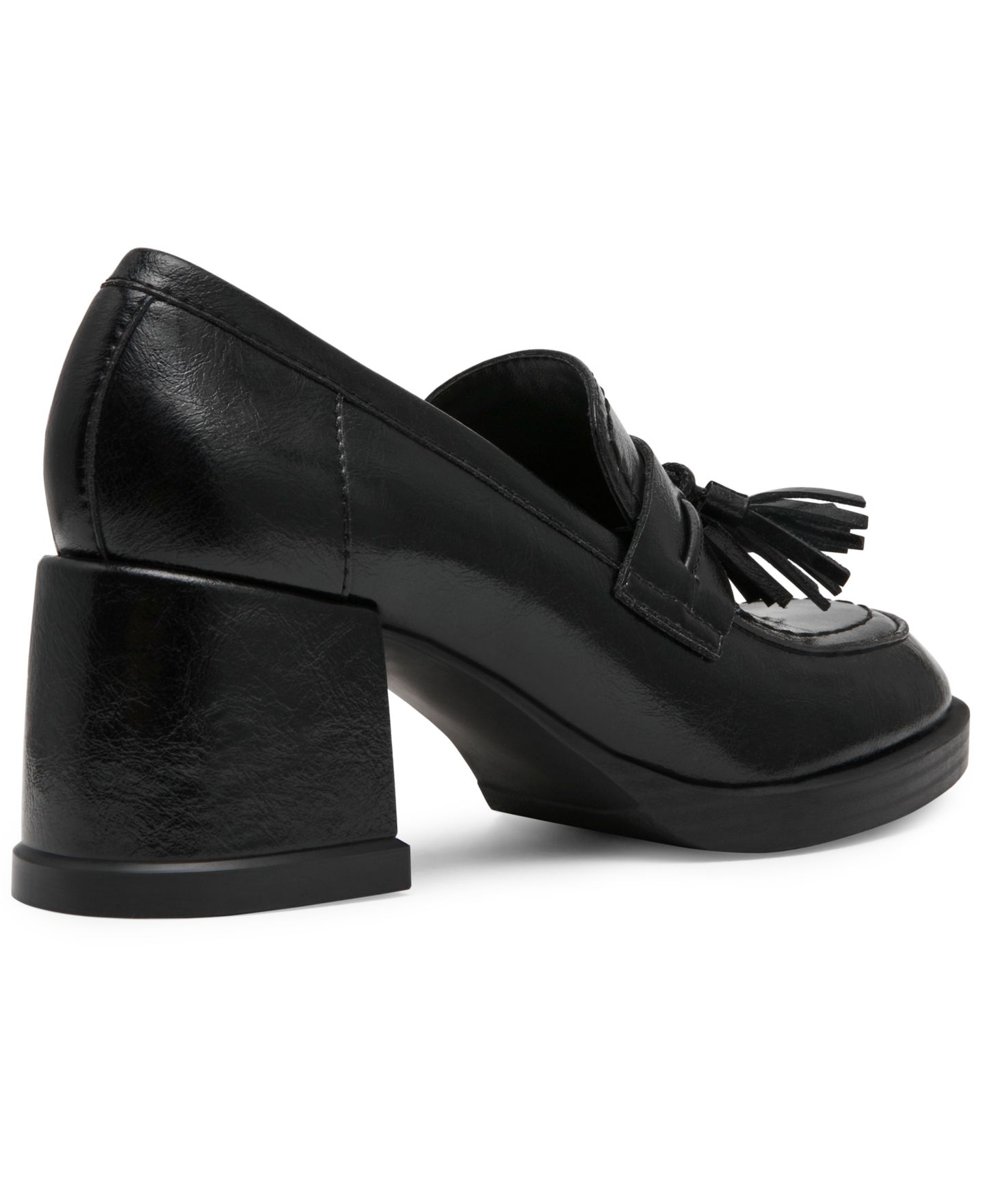 Женские туфли Steve Madden Bettie Block Heel Tassel Loafer Pumps, цвет: Чёрный кожаный — фото 6