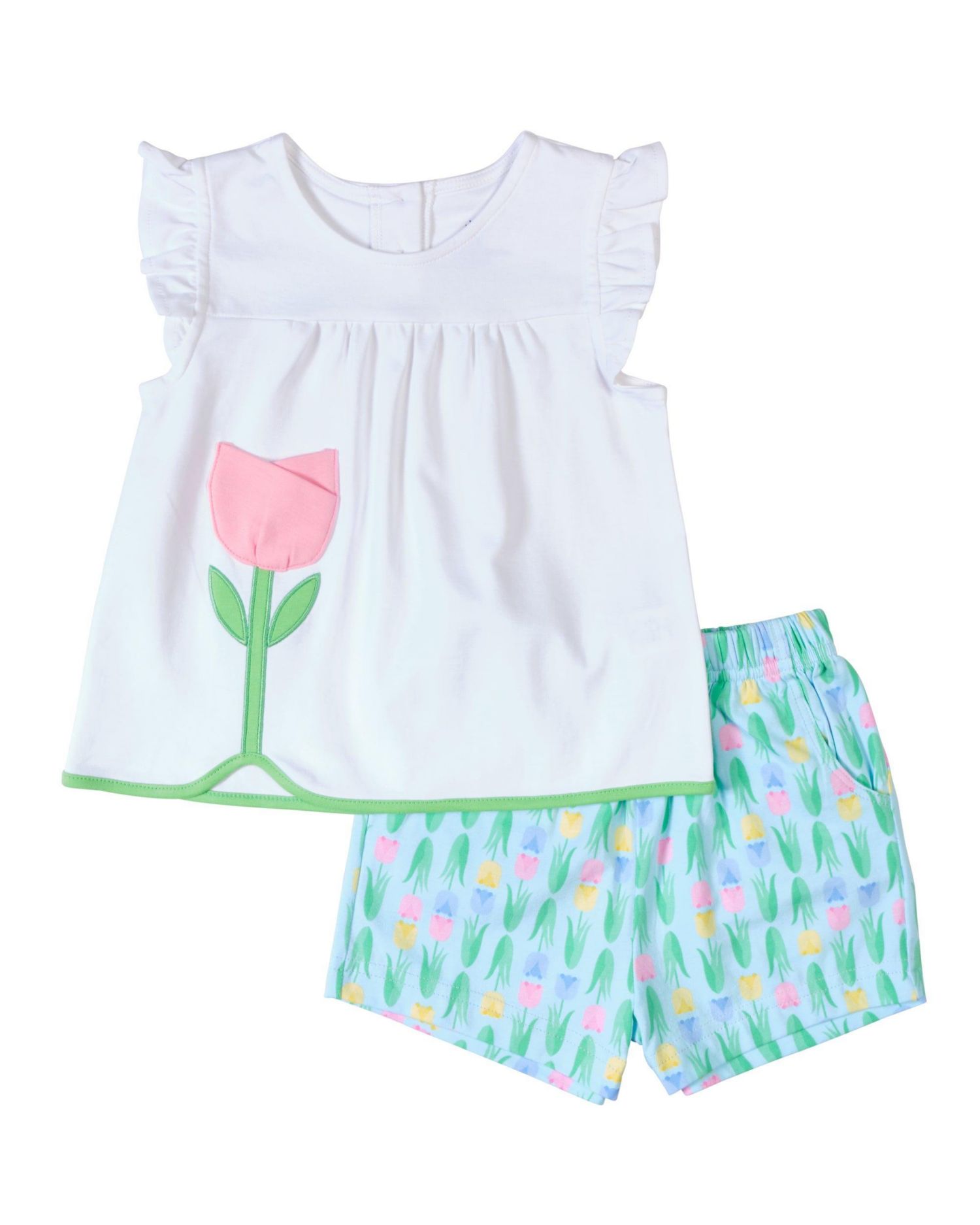 Little Girl 4- 6X Printed Knit Tulip Short Set