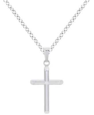 Kids' Domed Cross Pendant Necklace in Sterling Silver