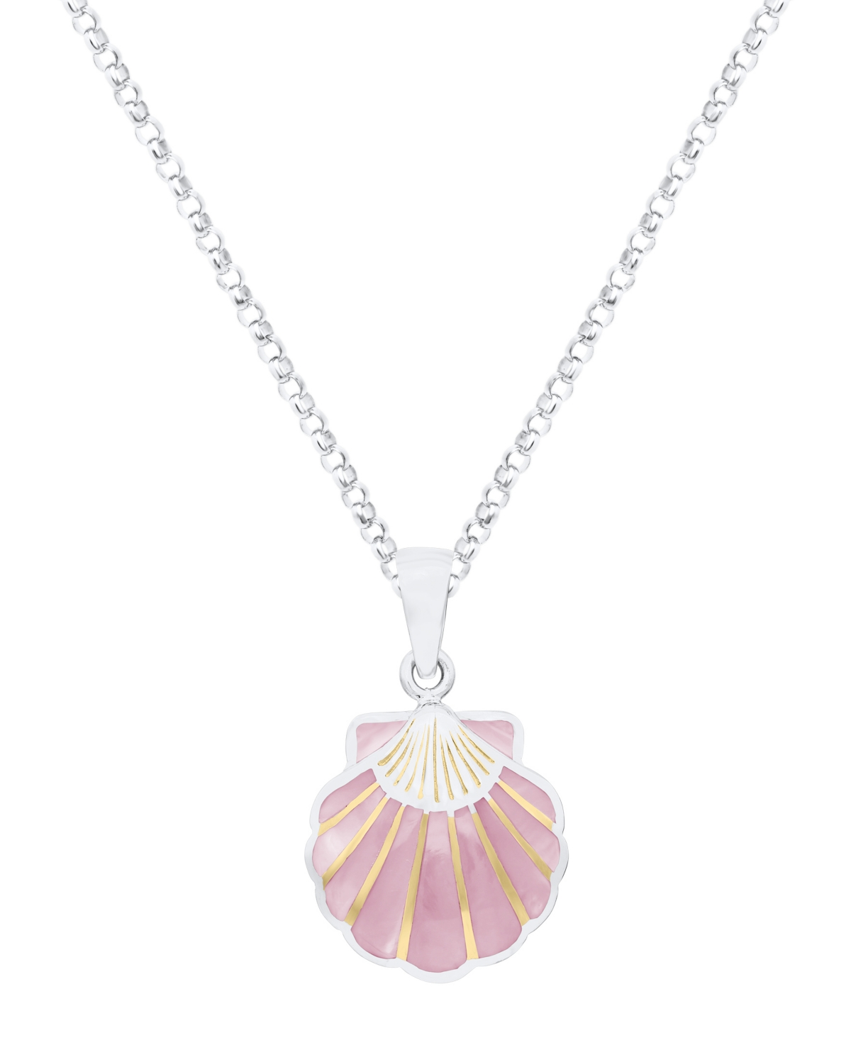 Macy's Pink Pearl Scallop Pendant Necklace in Sterling Silver