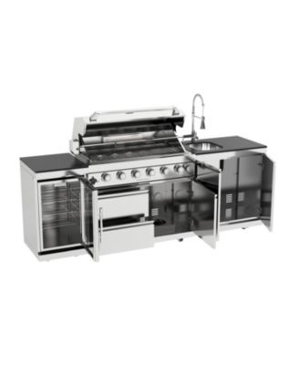 43" 6-Burner 85000 BTU Stainless Steel Outdoor Kitchen Grill Island with Fridge