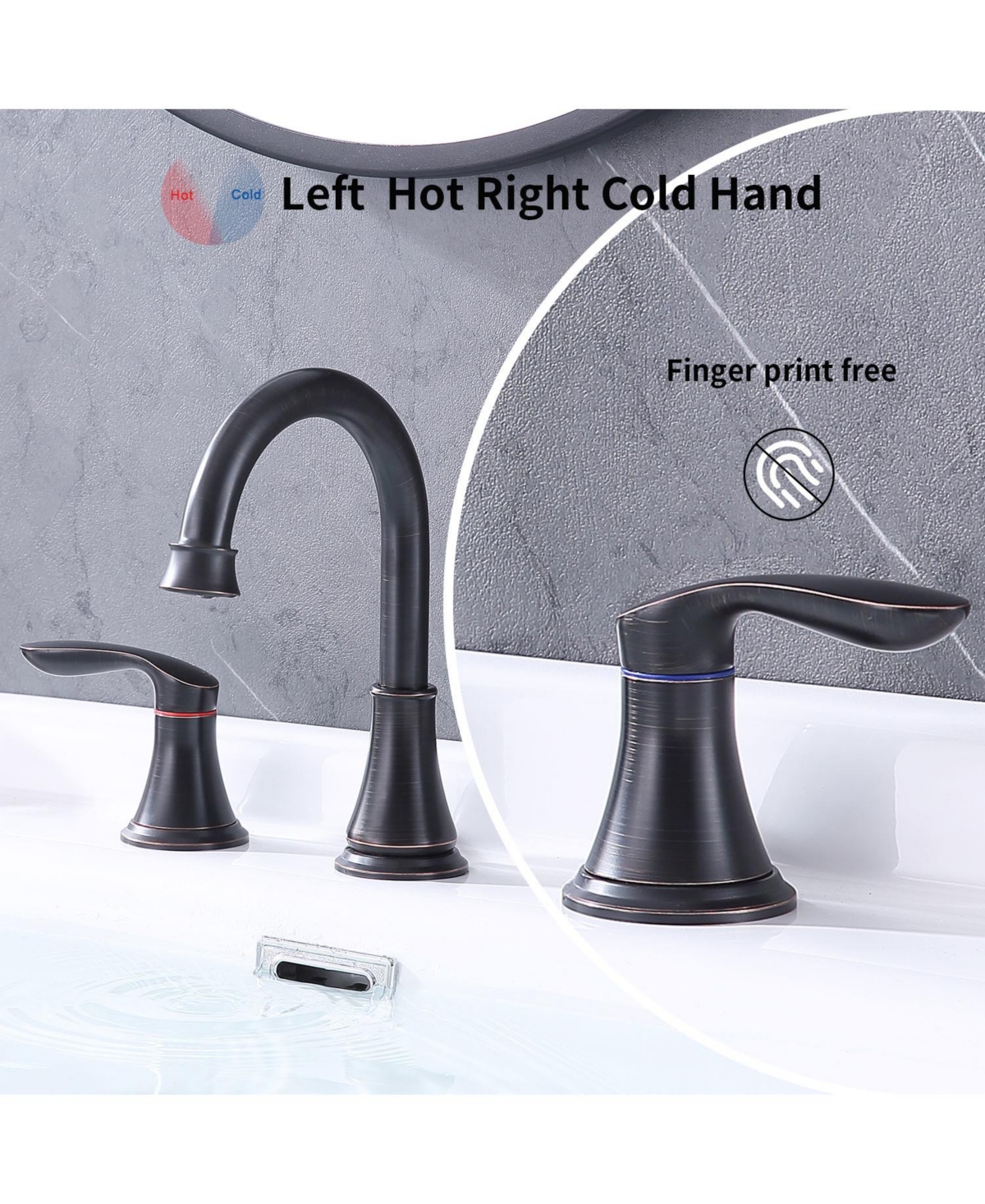 Phying 2-Handle 8 inch Widespread Bathroom Sink Faucet Matte Black Lavatory Faucet 3 Hole 360degree(s) Swivel Spout Vanity Sink Basin Faucets