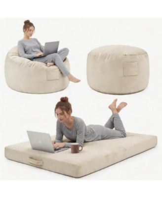 4 in 1 Adult Bean Bag Chair, Large Beanbag with Memory Foam and Removable Cover, Oversized Flannel Lazy Sofa Couch Bed