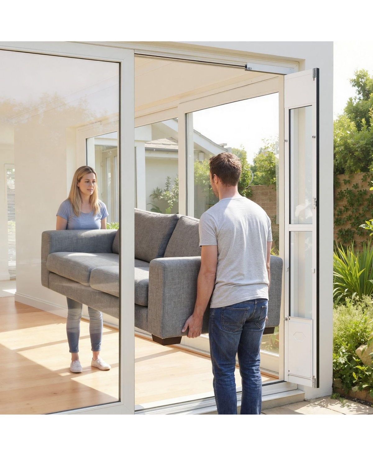 Cozito Dog Door for Sliding Glass Door Adjustable Height Medium Flap 180 Degree Swing, White