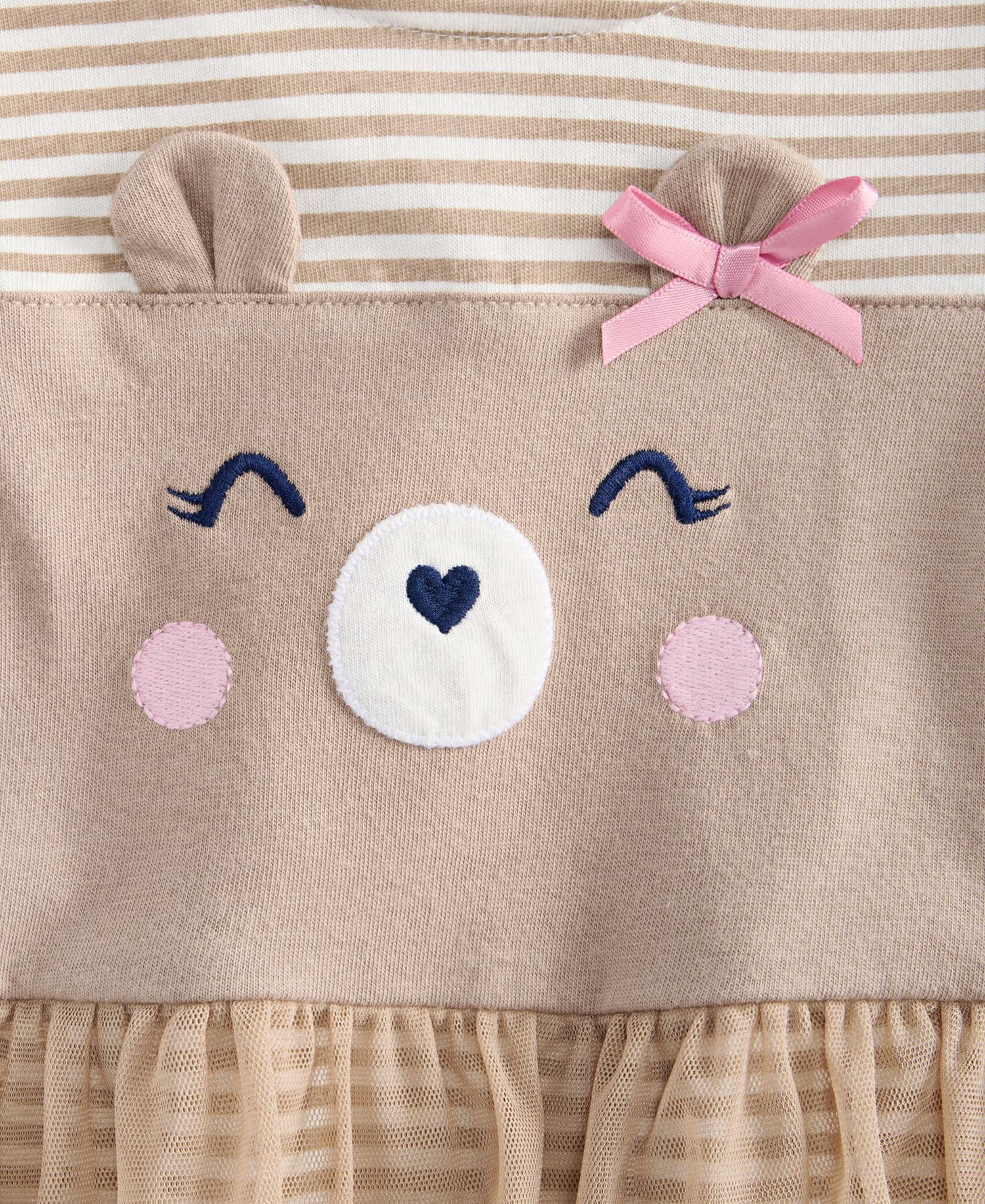 Baby Girls' 0M-24M Striped Bear Skirted Sunsuit