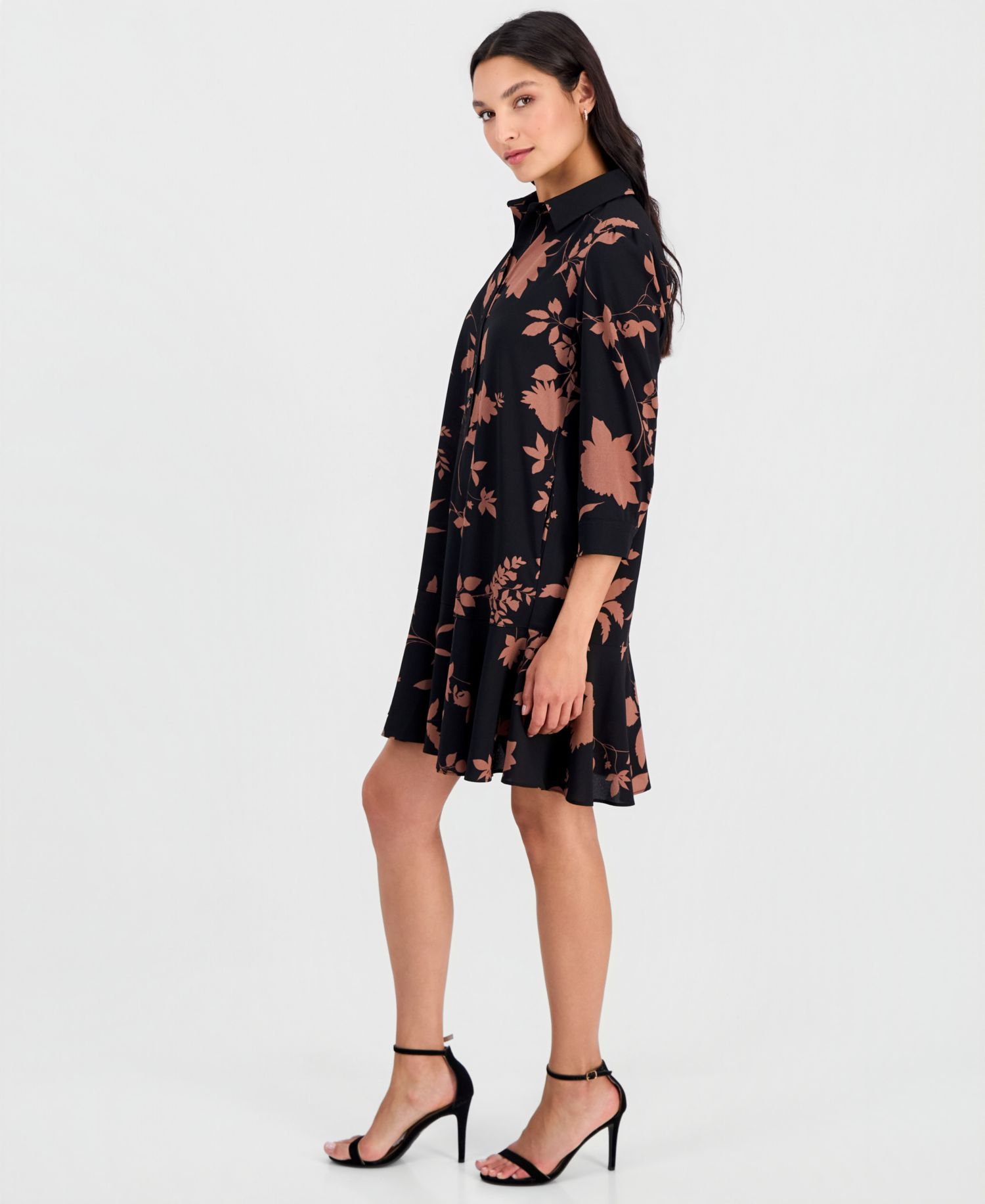 Women's Printed 3/4-Sleeve Shirtdress