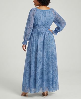 long sleeve silk midi dress Radiant Sunset Metallic Accent Wrap Long Sleeve Midi Dress