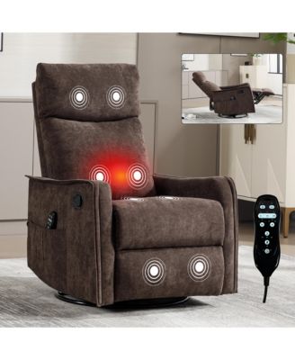 Heat Massage Manual Recliner Chair with Rocker and Swivel in Fabric for Living Room