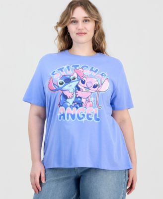 Trendy Plus Size Stitch & Angel Graphic T-Shirt