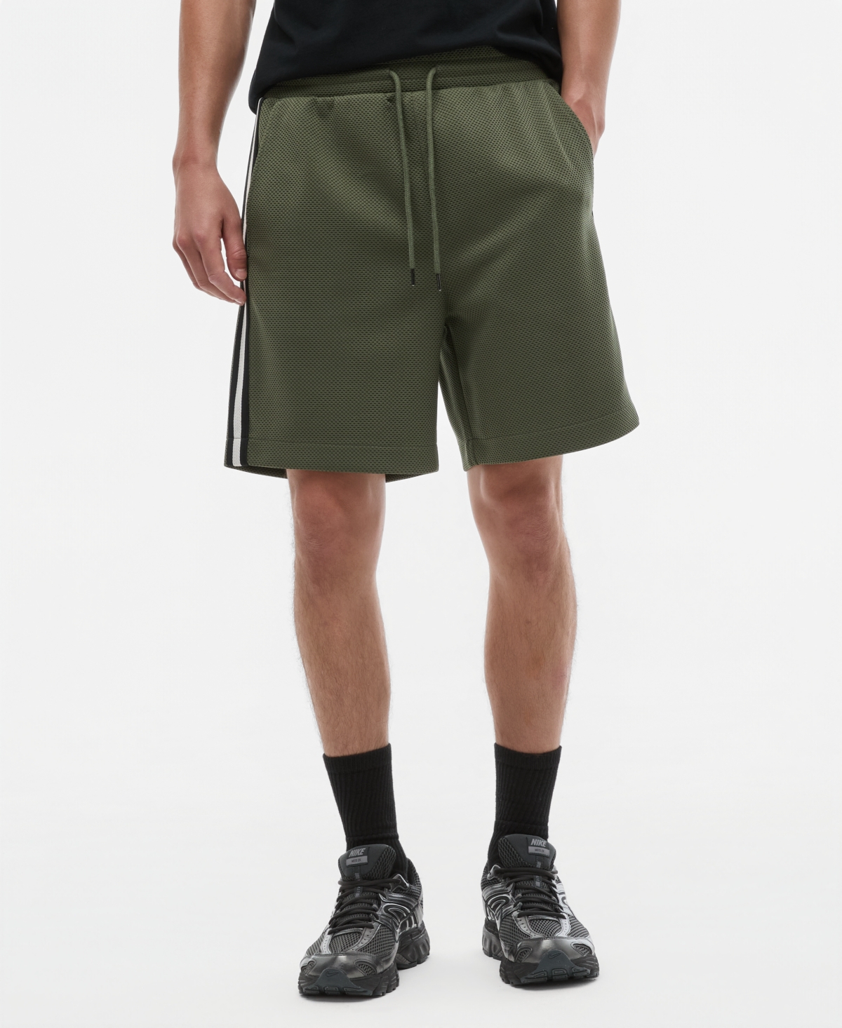 Mode of One Men's Sport Mesh Striped 7" Drawstring Shorts, Macy's Exclusive