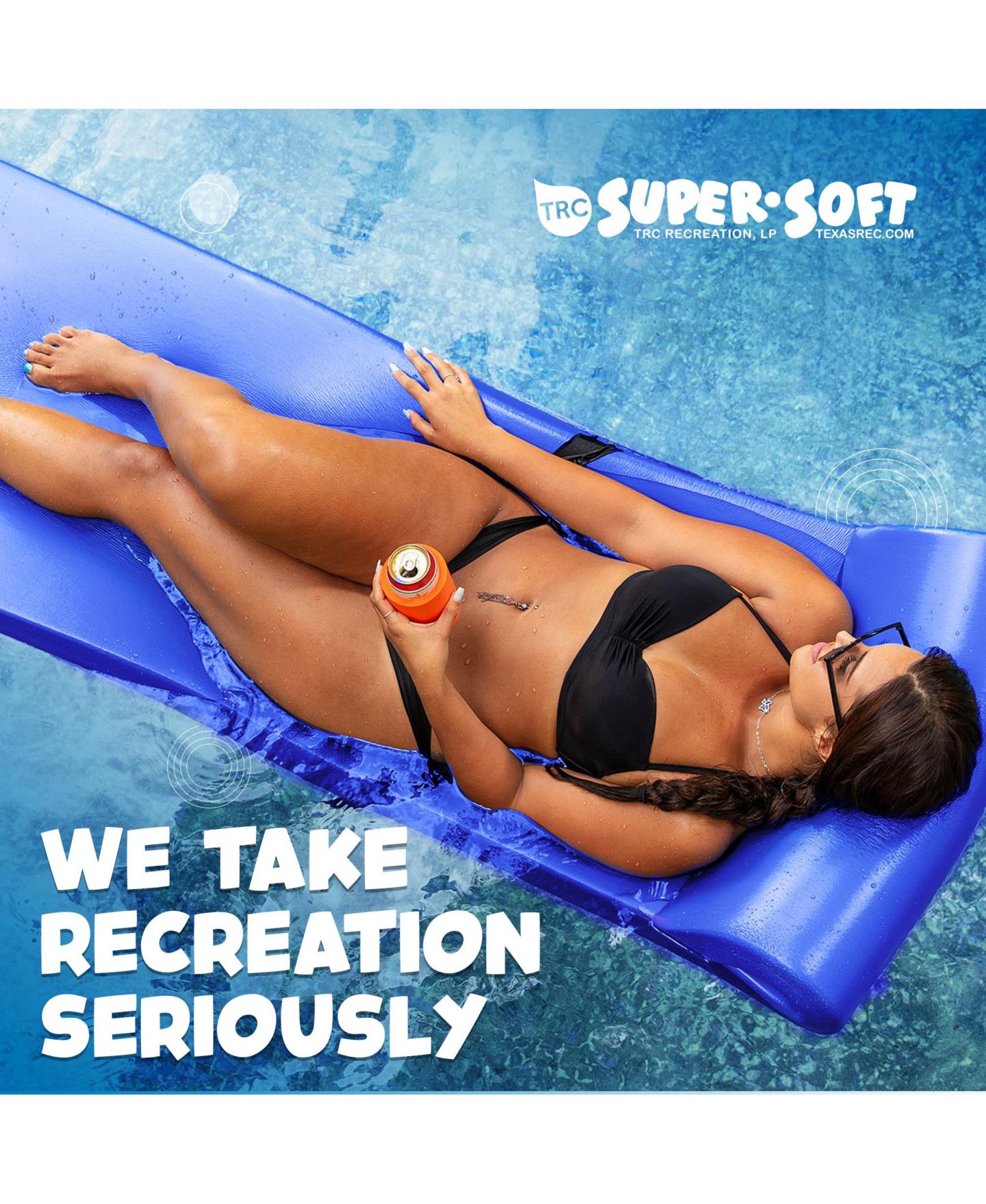 Детская игрушка TRC Recreation Sunsation 1.75" Thick Foam Lounger Raft Pool Float, Indigo Blue — фото 7