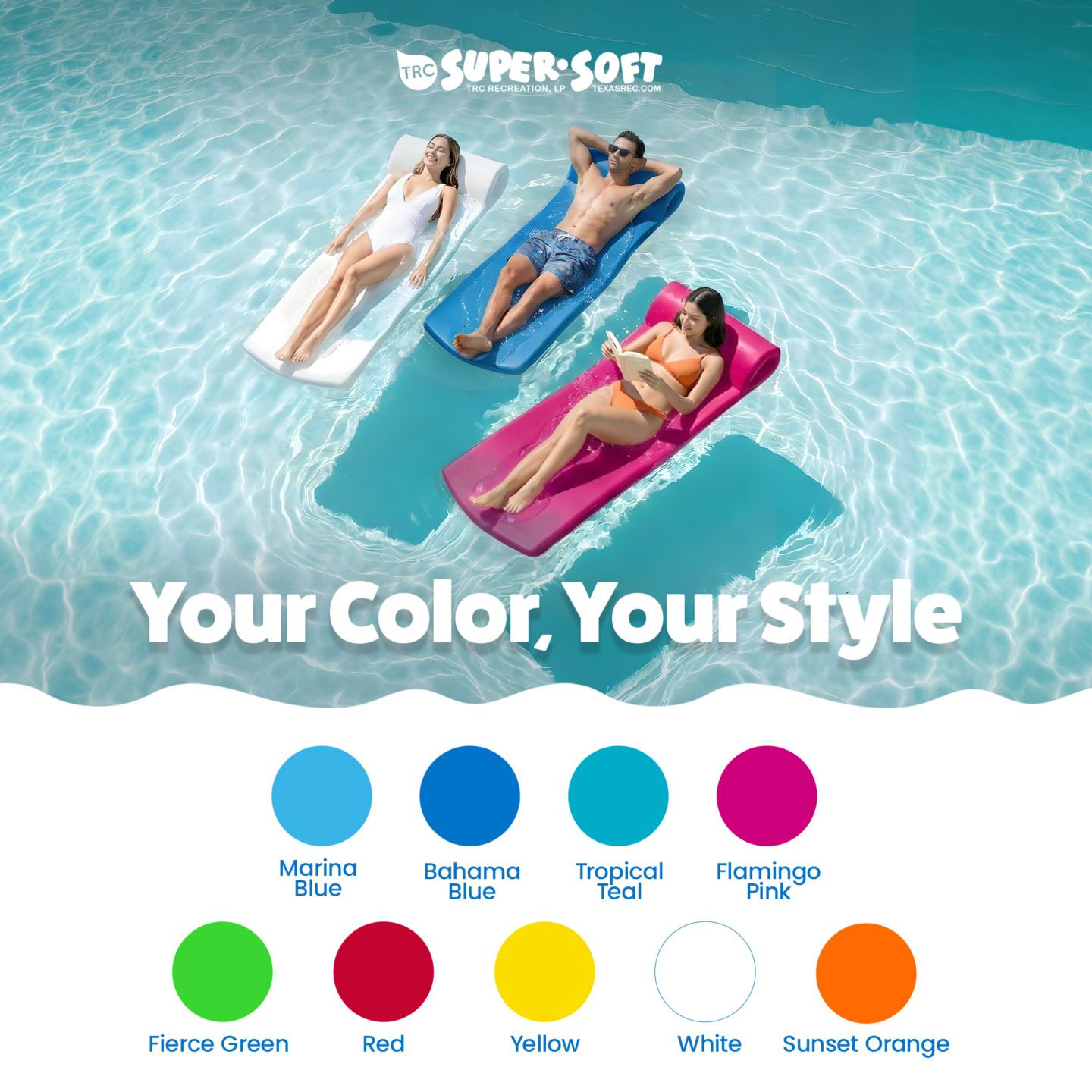 Детская игрушка TRC Recreation Splash 1.25" Thick Foam Swimming Pool Float Mat, Tropical Teal — фото 3