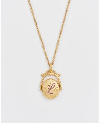 L Initial Lavender Spinner Chain Necklace
