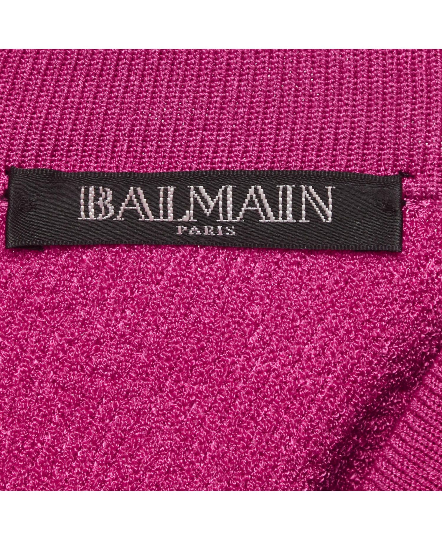 Women's Fuchsia Jacquard Knit Button Detail Mini Dress