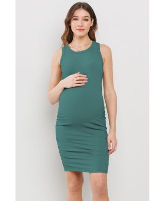 Women's Ribbed Bodycon Sleeveless Side Ruched Dress
