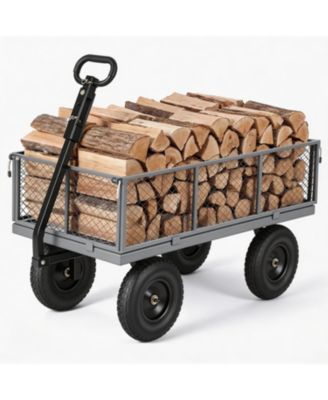 1000 lbs Heavy Duty Steel Garden Cart with Removable Mesh Sides 13in All-Terrain Pneumatic Tires Utility Wagon with 180 Rotating