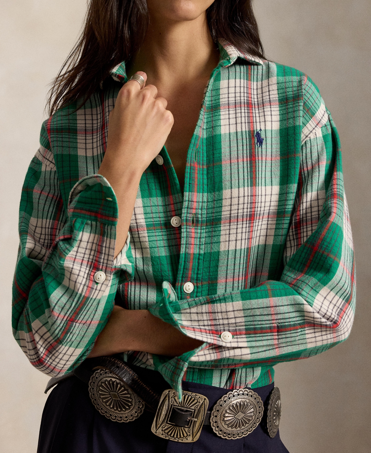 Polo Ralph Lauren Women's Cotton Twill Woven Collared Shirt