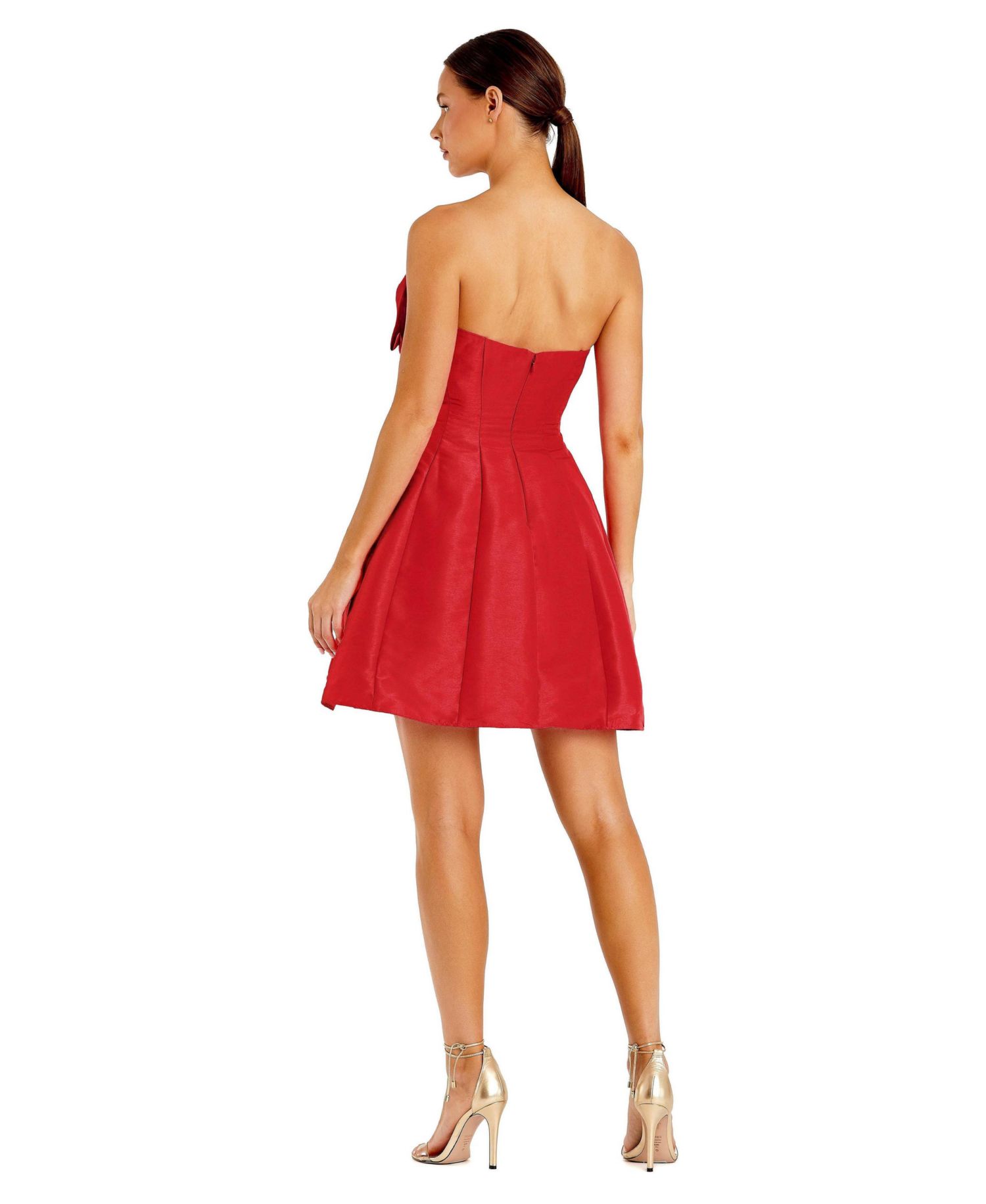 Women's Strapless Oversized Bow Fit and Flare Mini Dress