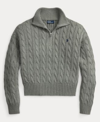 ニット+セーター POLO Ralph Lauren half zip cable knit Polo Ralph Lauren Women's Cable-Knit Cotton Quarter-Zip Sweater