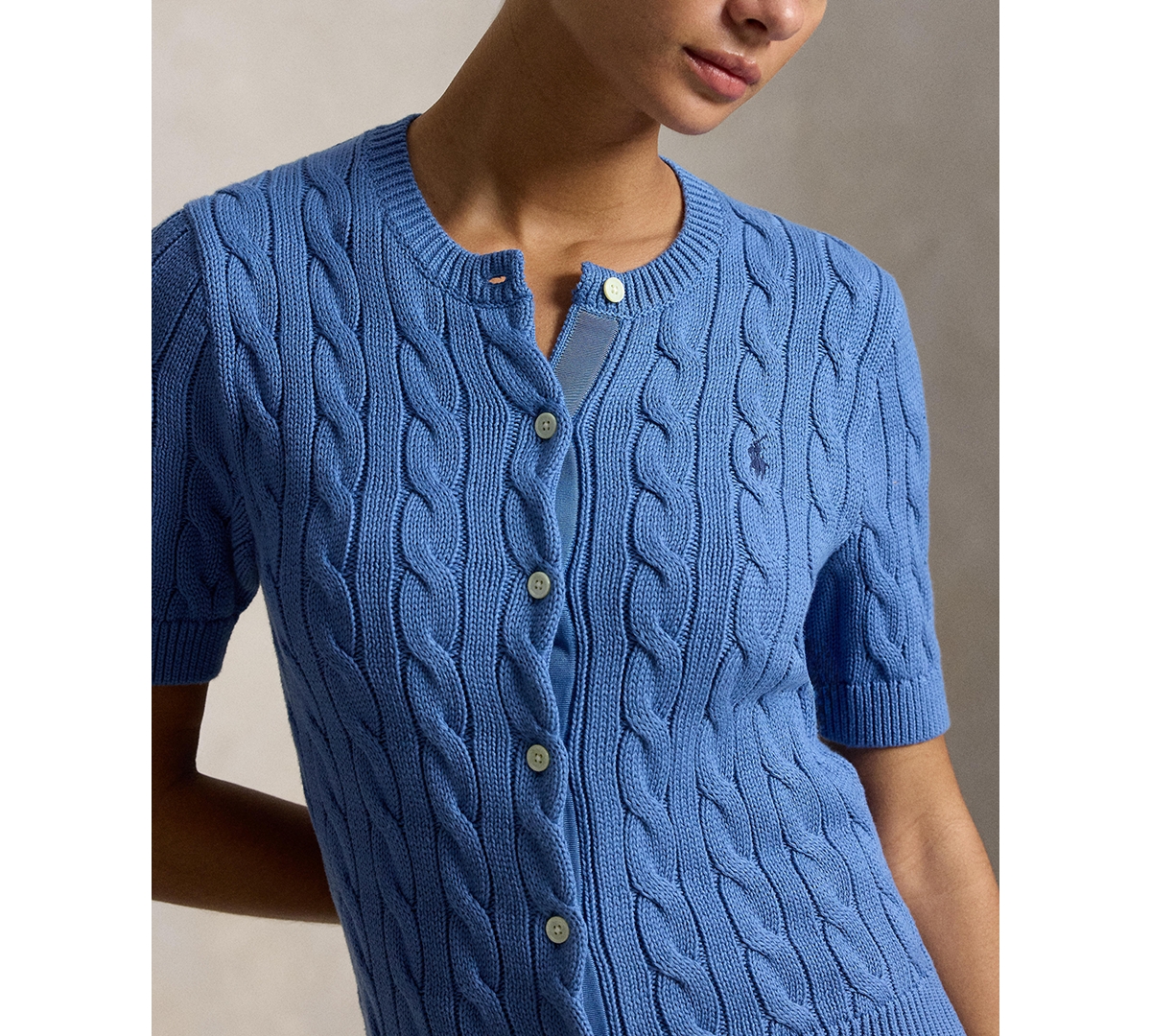 Polo Ralph Lauren Women's Cable-Knit Cotton Short-Sleeve Cardigan