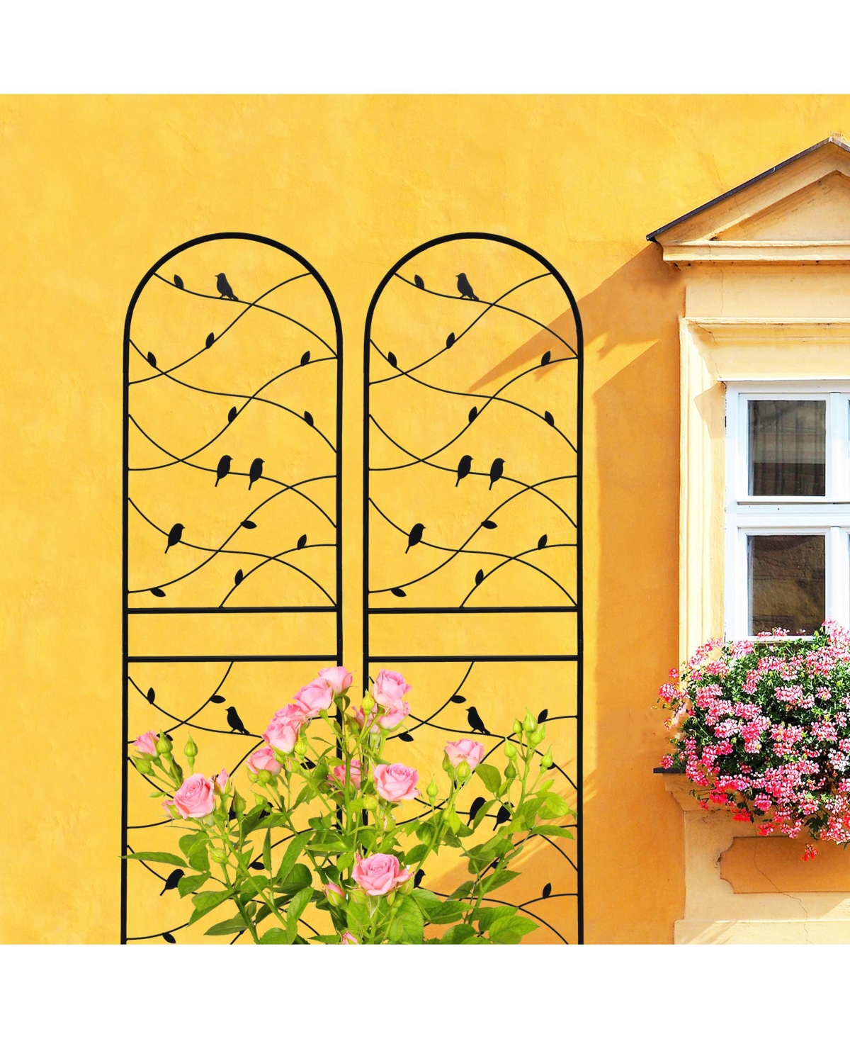Clihome Metal Garden Trellis 71" x 19.7" Rustproof Trellis for Climbing Plants Outdoor Flower Support