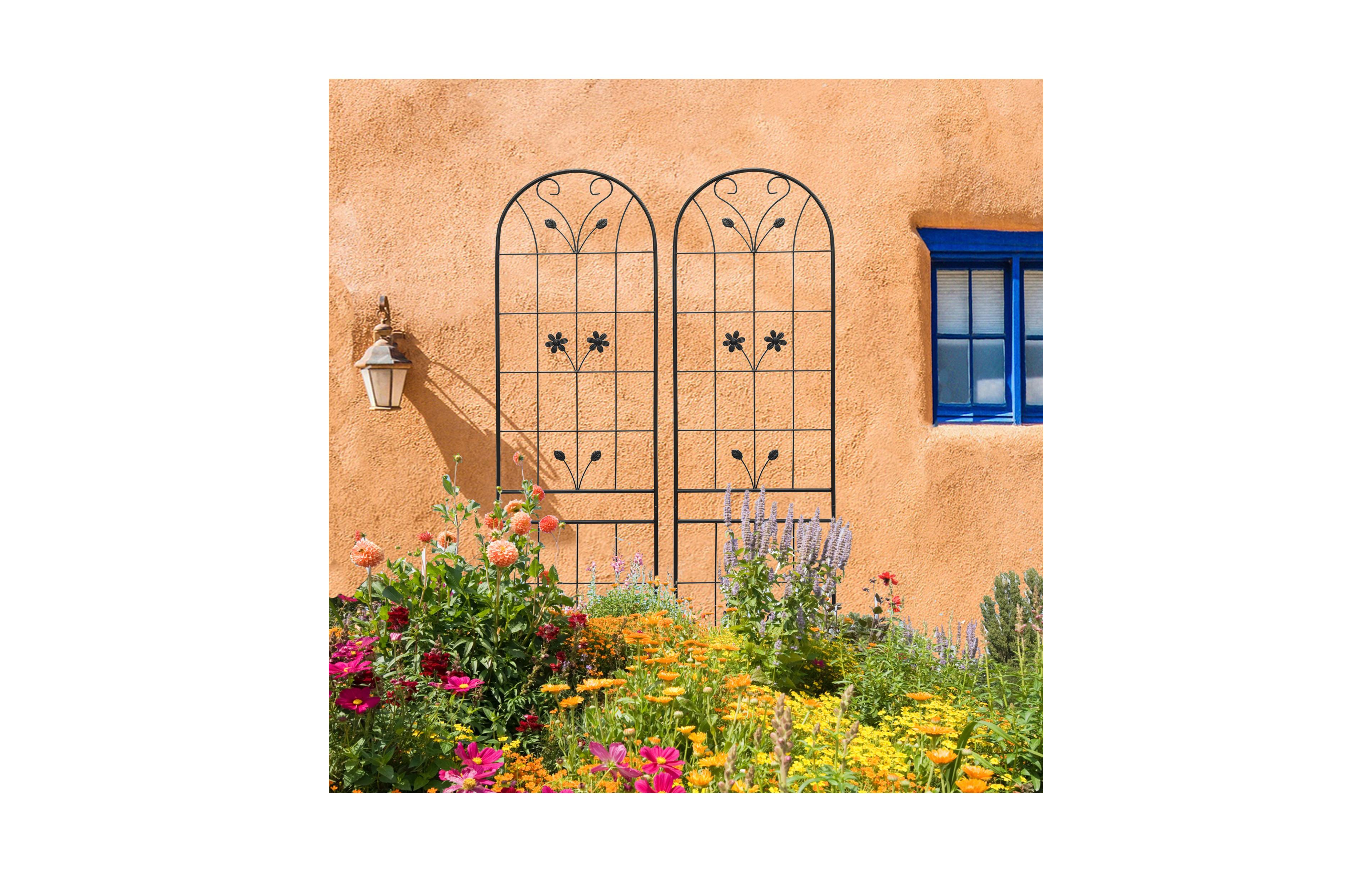 Clihome Metal Garden Trellis 86.7" x 19.7" Rustproof Trellis for Climbing Plants Outdoor Flower Support