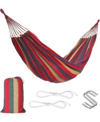 Portable Camping Hammock, Thick Canvas Hanging Bed for Indoor Outdoor Use, Lazy Chair for Travel Backpacking Beach Courtyard Hiking