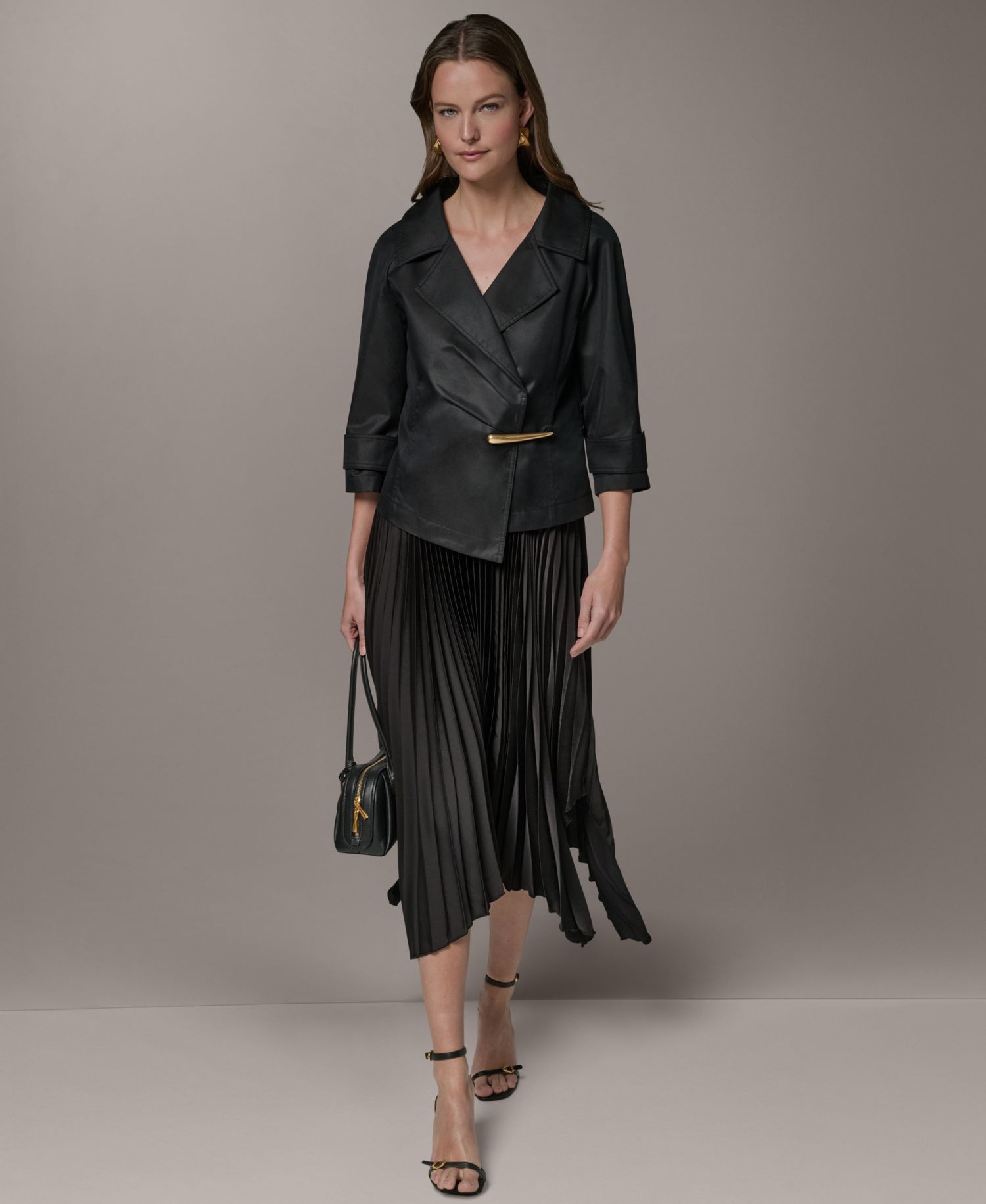 Petite Bar Hardware Notch Lapel Collar Blazer