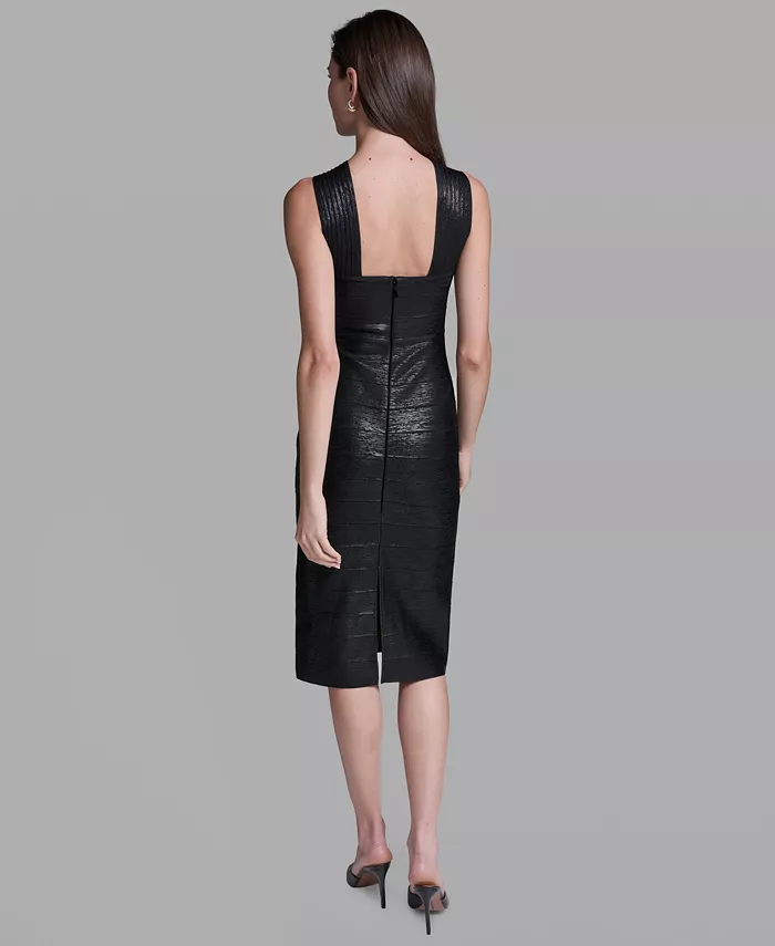 Women's Black Bandage Midi Dress - thumbnail 3