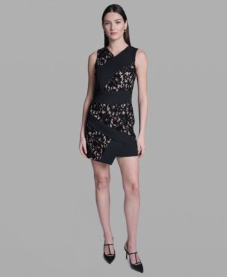 Women's Lace Crepe Combo Mini Dress