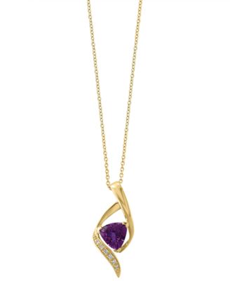 Amethyst (1-3/8 ct. t.w.) & Diamond (1/20 ct. t.w.) Pendant Necklace in Gold Over Sterling Silver