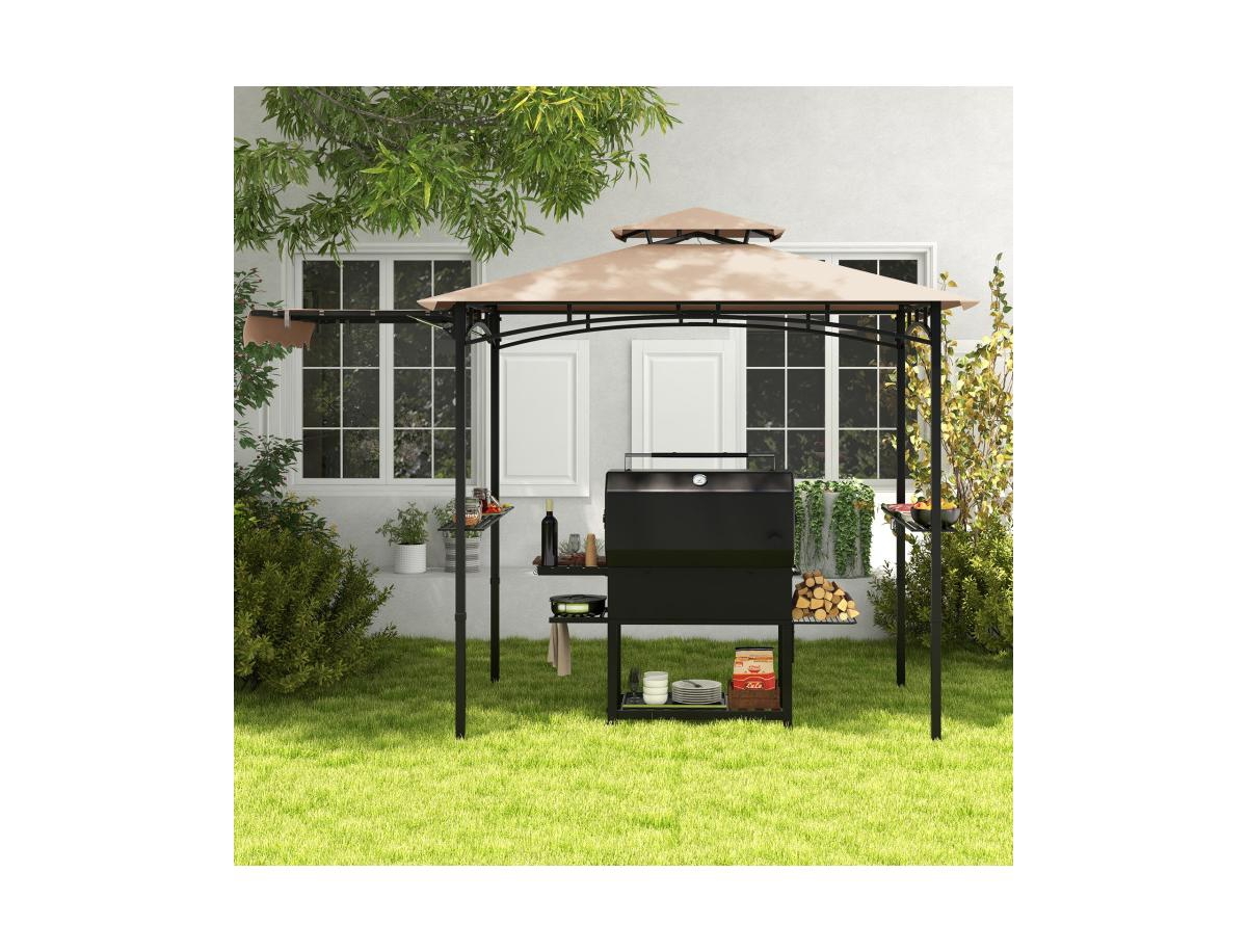 Boyel Living 11 x 5 Feet Grill Gazebo with Side Awning and Double-Tiered Top