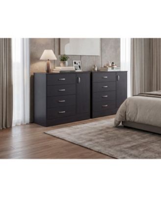 Lund Set of 2 Dressers, Minimalist Modern Style, High Capacity Bedroom Storage Furniture