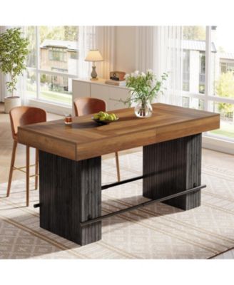 62.2'' Dining Table for 4-6, Kitchen Table with Footrest, Counter Height Dining Room Table, High Top Kitchen Bar Table