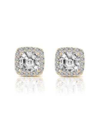 Dainty Sterling Silver Cubic Zirconia Square Stud Earrings